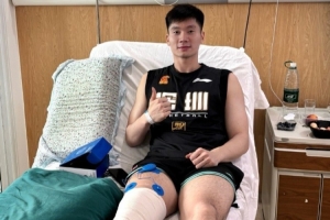 白昊天完成右膝关节镜下半月板及髌韧带修复手术 预计伤停19周