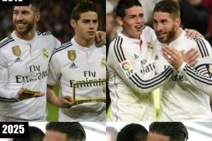 时间去哪了😢10年前28岁拉莫斯23岁J罗在皇马并肩 今在墨超相遇