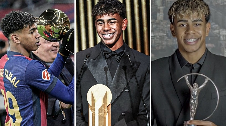 收割奖杯！17岁亚马尔近一年已获科帕奖+金童奖+劳伦斯最佳突破奖