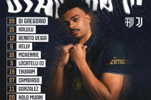 尤文vs帕尔马首发：DV9、穆阿尼先发，维加、凯利出战