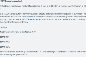 曼联热刺有望会师欧联决赛，英国记者晒球票价格：40欧到240欧