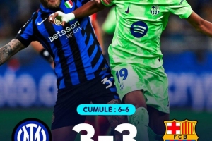 90分钟战报-国际米兰3-3巴塞罗那比赛进加时 马丁2助攻奥尔莫破门