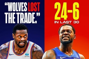 森林狼是交易输家？兰德尔出战的近30场比赛 森林狼24胜6负