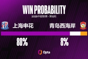 本赛季中超上海申花在进攻三区有43次获得球权，排在第三