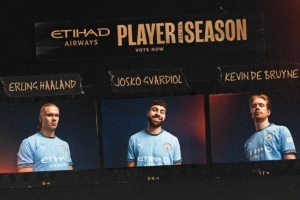 曼城赛季最佳球员候选名单出炉：哈兰德、格瓦迪奥尔、德布劳内