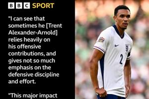 图赫尔：阿诺德在国家队必须注重防守，一次失误就可能让我们回家