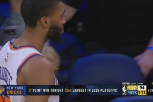 难得大胜！尼克斯本场净胜17分 球队今年季后赛第二大赢球分差