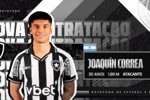 官方：国米30岁前锋华金-科雷亚免签加盟博塔弗戈，合同2年半