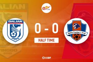 半场-大连英博暂0-0梅州客家 双方0射正&梅州半场1射门