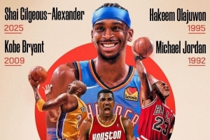 SGA成NBA第4个单赛季至少15场季后赛砍30+球员 比肩乔丹科比大梦