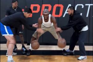 练得是真狠！😤库明加针对性训练运球+投射