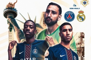 巴黎发布世俱杯对阵皇马海报：登贝莱、阿什拉夫、多纳鲁马出镜
