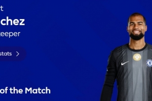 4次扑救完成零封，英超官方：桑切斯当选切尔西0-0水晶宫全场最佳