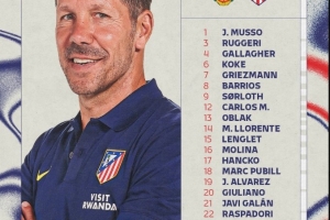 马竞联赛大名单：小蜘蛛复出，格列兹曼、加拉格尔、科克在列