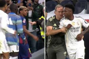 💪亚马尔问维尼修斯“要动手吗？”，维尼修斯回应“来啊！”