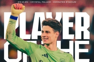 点球大战扑点制胜，凯帕当选阿森纳本轮联赛杯队内最佳球员