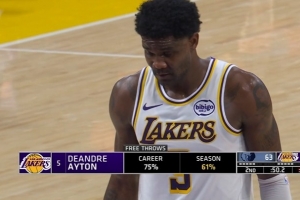 罚球这么难？艾顿半场罚球4中1&拿7分2断 本赛季罚球命中率仅61%