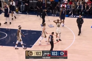 进攻时间还剩5秒！泰伦·卢突然叫停 快船还有1分优势