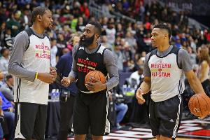 三少球迷狂喜日！杜兰特&威少&哈登今日同砍25+ 各自球队都赢球