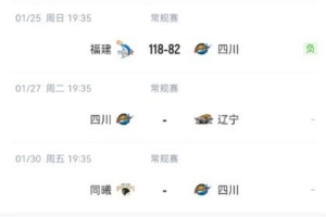 啥时候能赢球？四川本赛季开季19连败 接下来打辽宁、同曦、新疆