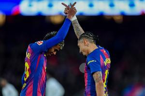 拉菲尼亚：亚马尔的精彩进球令我们惊呆，但最重要的是赢下比赛